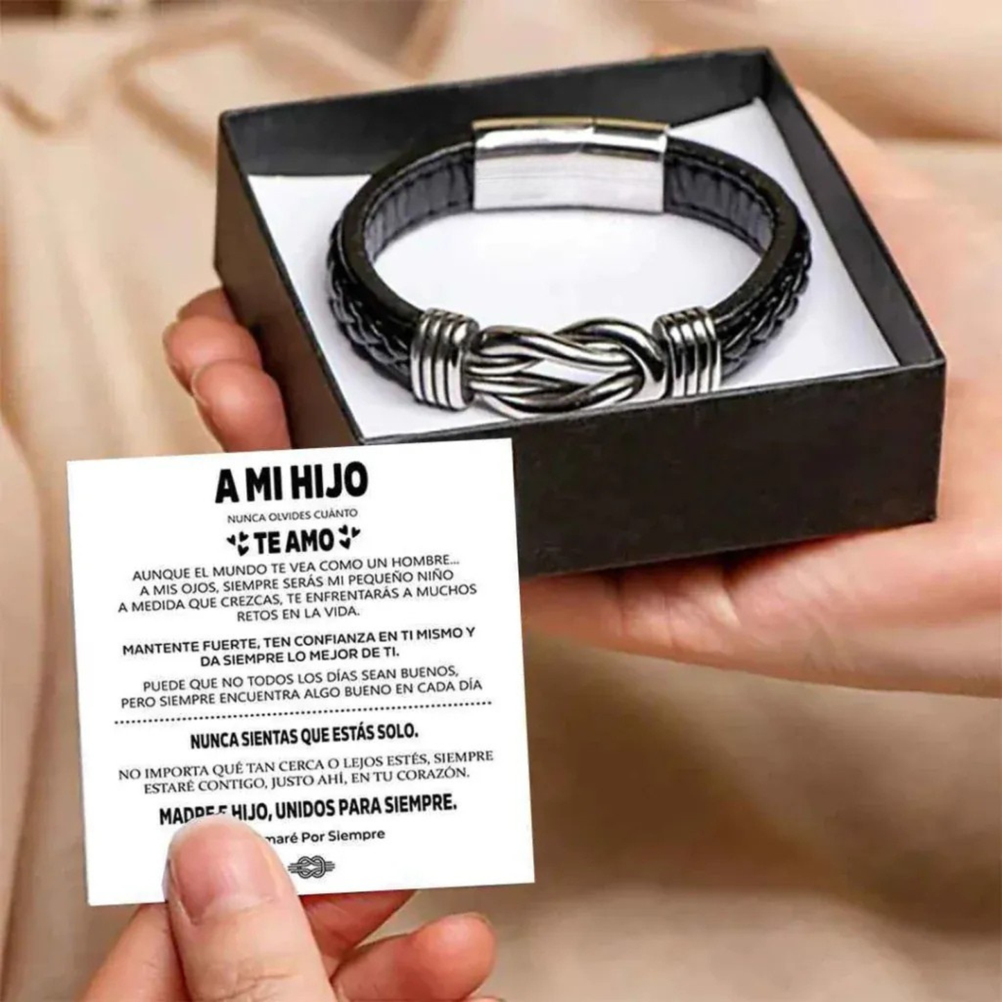 PARA MI HIJO | SIEMPRE UNIDOS | PULSERA DE CUERO